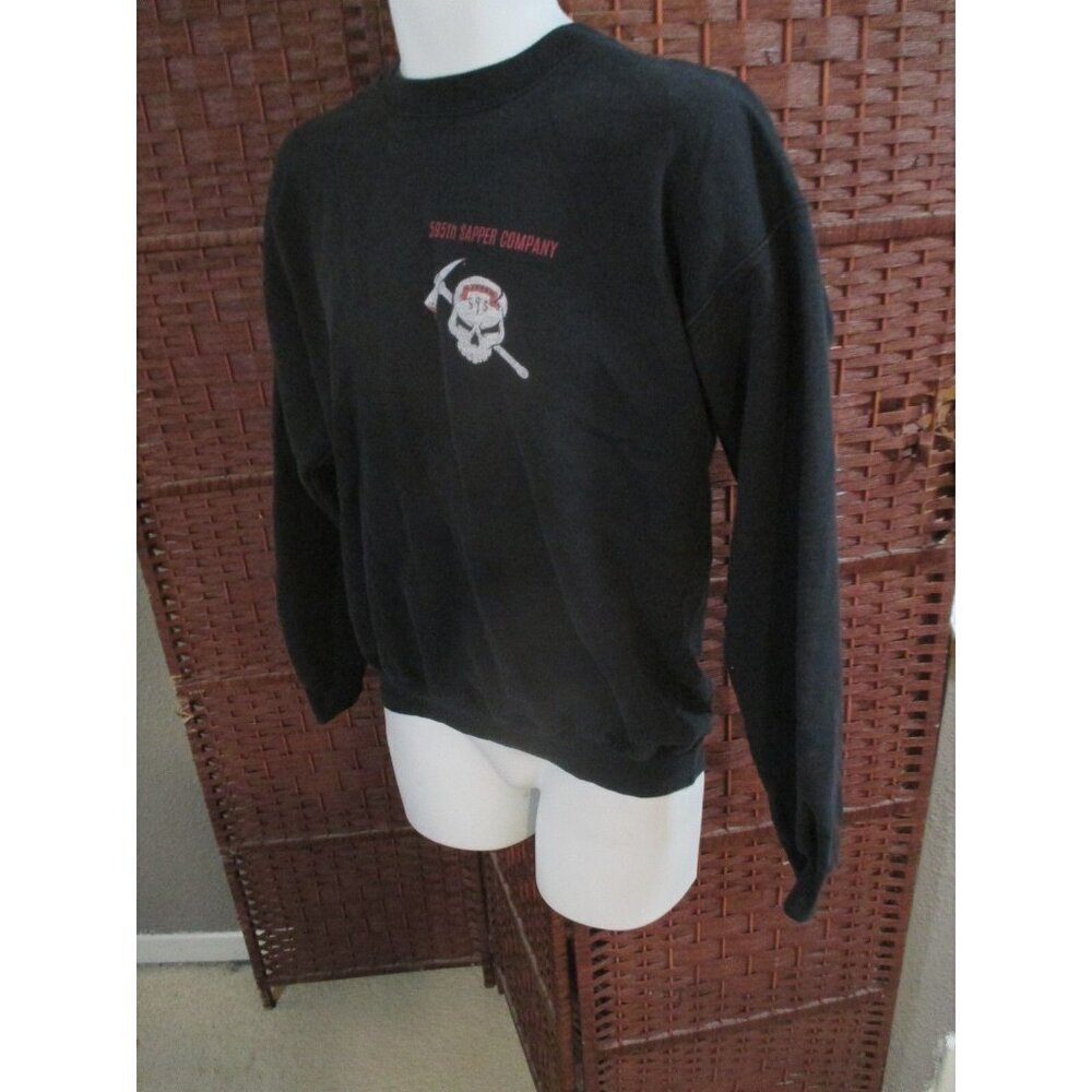 Vintage 595th Sapper Company Sweatshirt Roughnecks US Army USA Flag Military